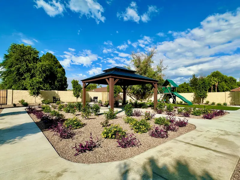Garden paths and flowering beds