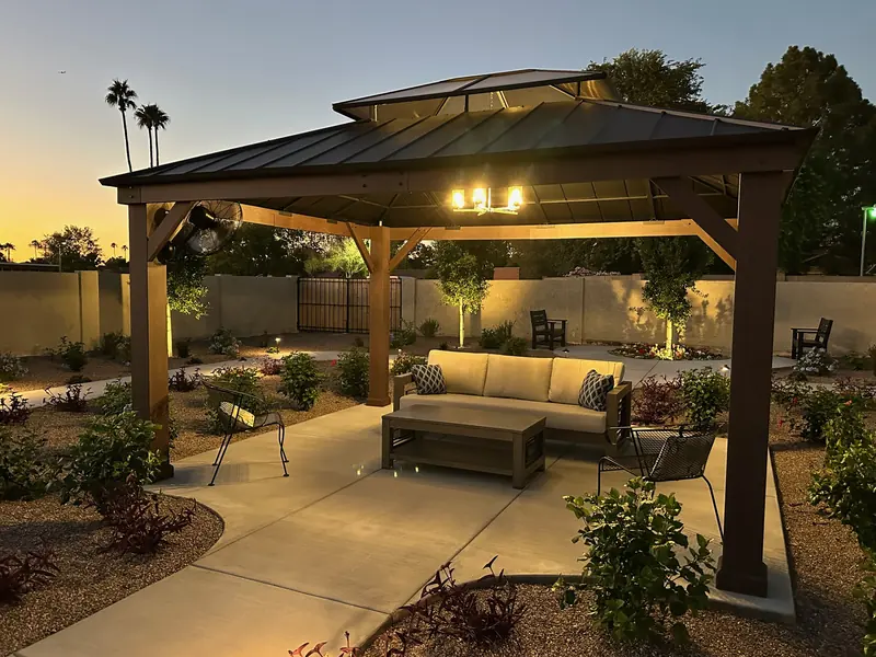 The gazebo in the Fountain Assisted Living backyard