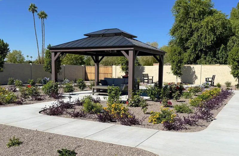 Gazebo and desert landscaping